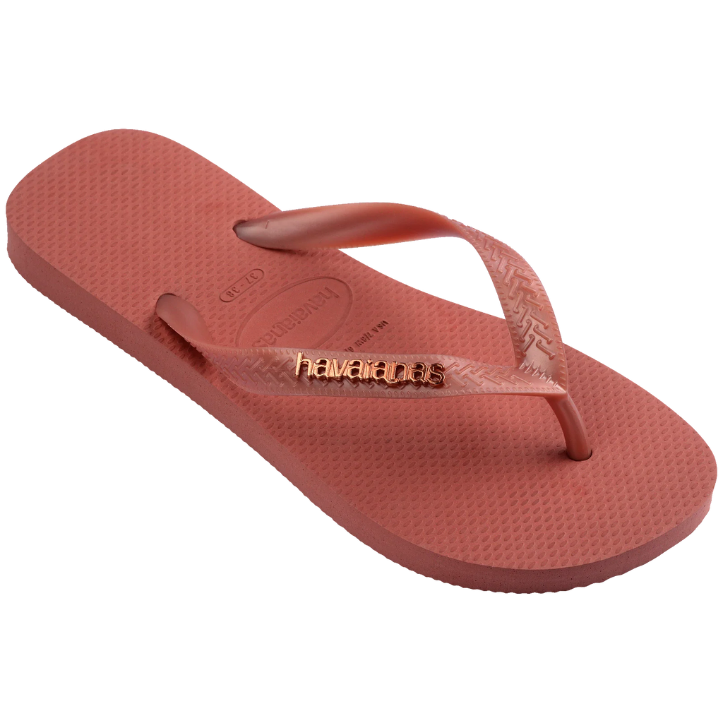 Women's Top Logo Metallic Flip Flops