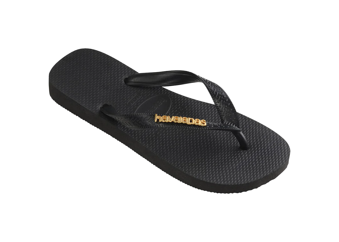 Women's Top Logo Metallic Flip Flops