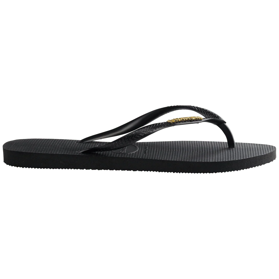 Women's Slim Logo Metallic Flip Flops