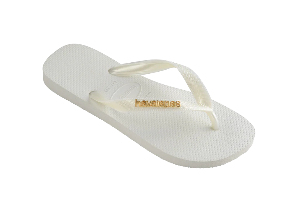 Women's Top Logo Metallic Flip Flops