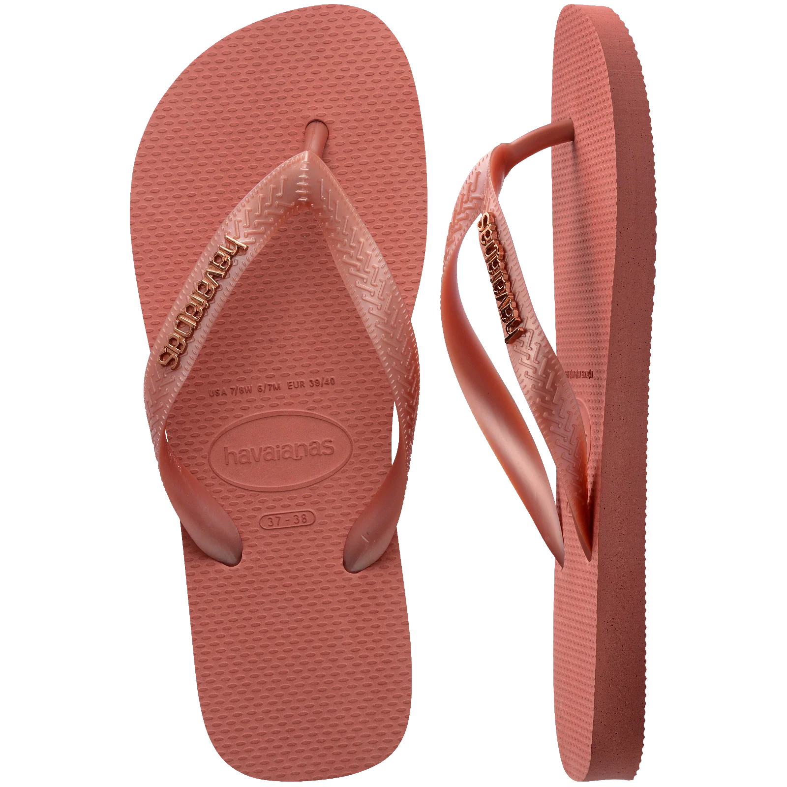 Women's Top Logo Metallic Flip Flops