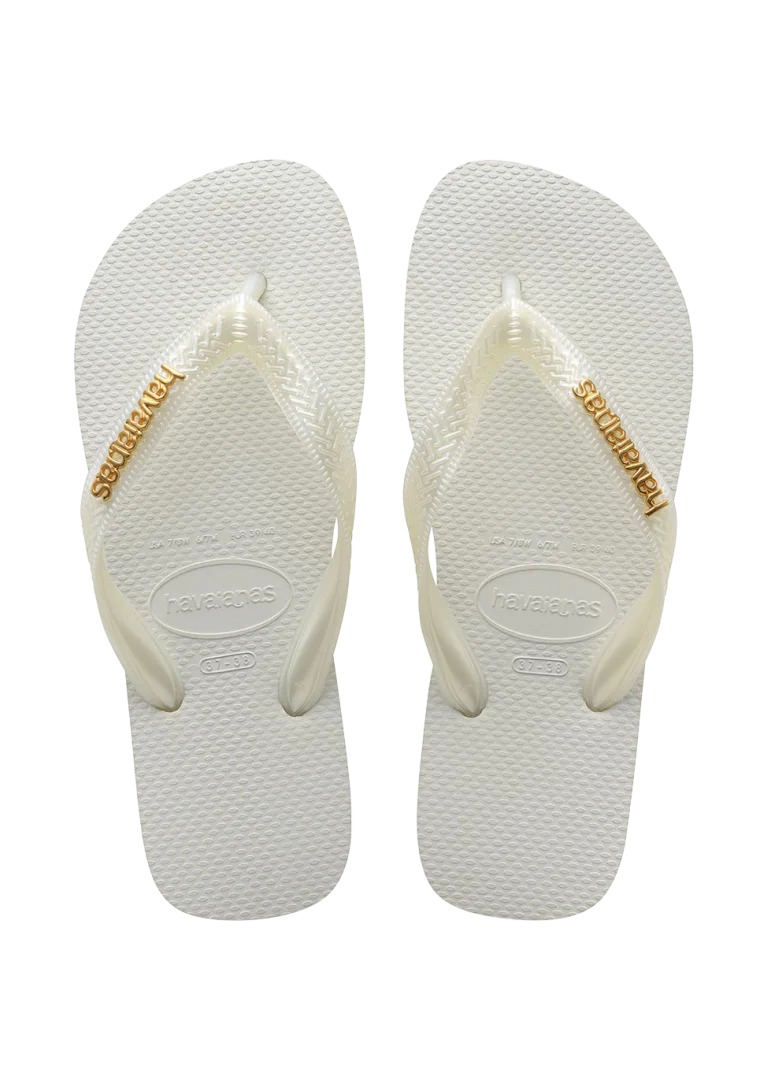 Women's Top Logo Metallic Flip Flops