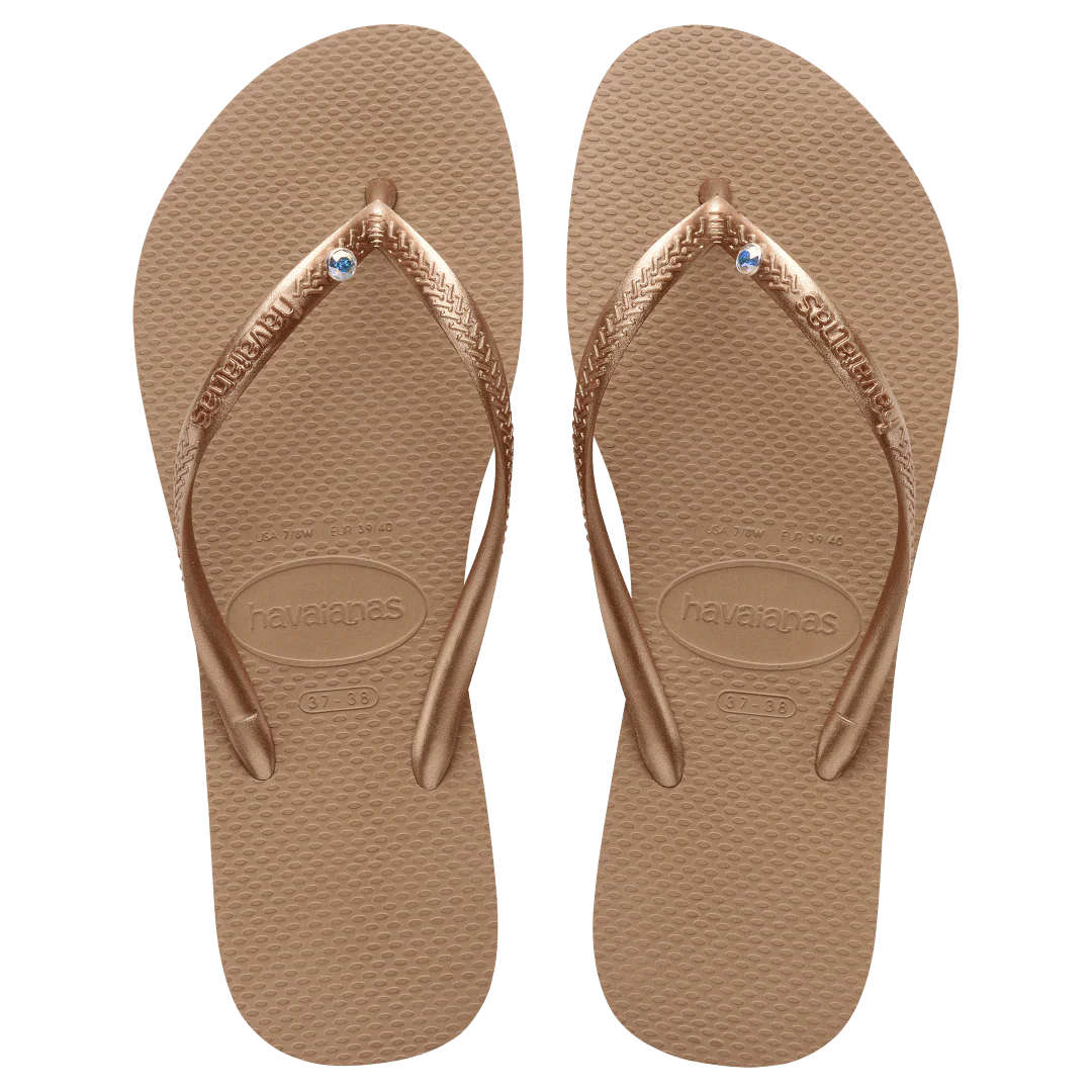 Women's Slim Crystal Flip Flops