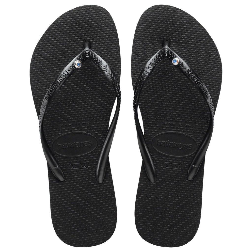 Women's Slim Crystal Flip Flops