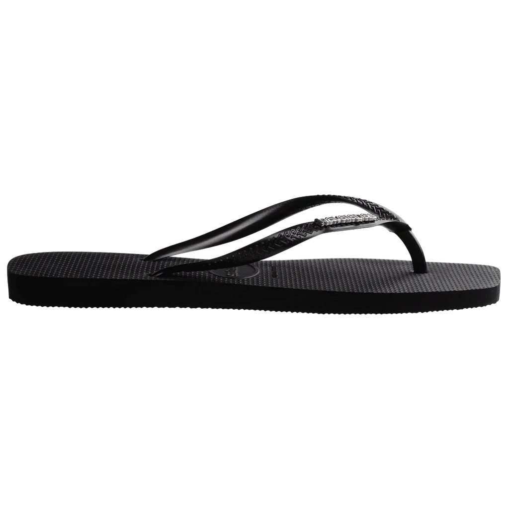 Women's Slim Square Logo Metallic Flip Flops