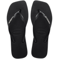 Women's Slim Square Logo Metallic Flip Flops