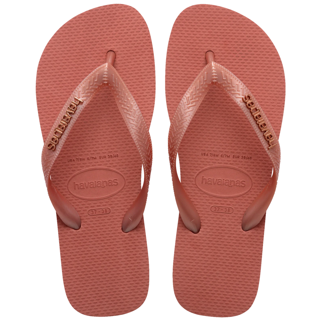 Women's Top Logo Metallic Flip Flops