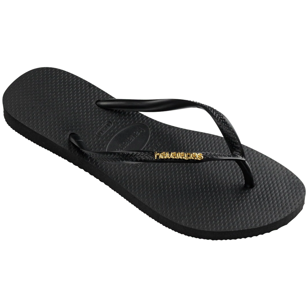 Women's Slim Logo Metallic Flip Flops